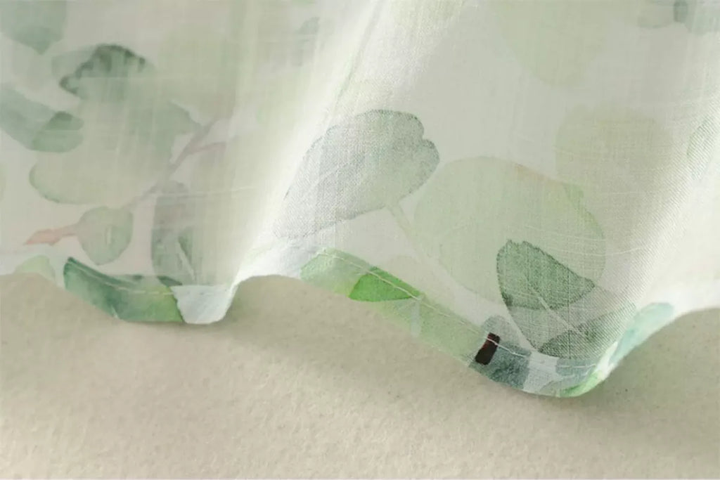 Floral Print Cotton Linen Three Quarter Sleeve Shirt - detail view