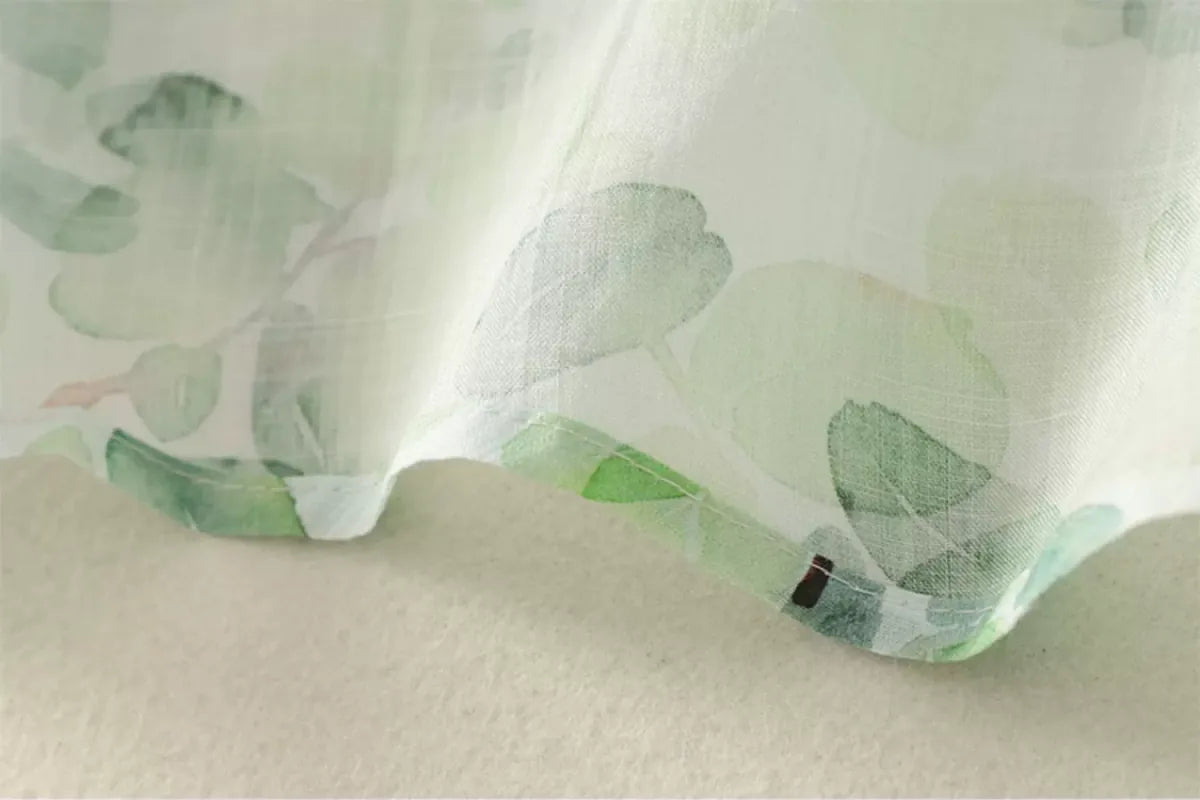Floral Print Cotton Linen Three Quarter Sleeve Shirt - detail view