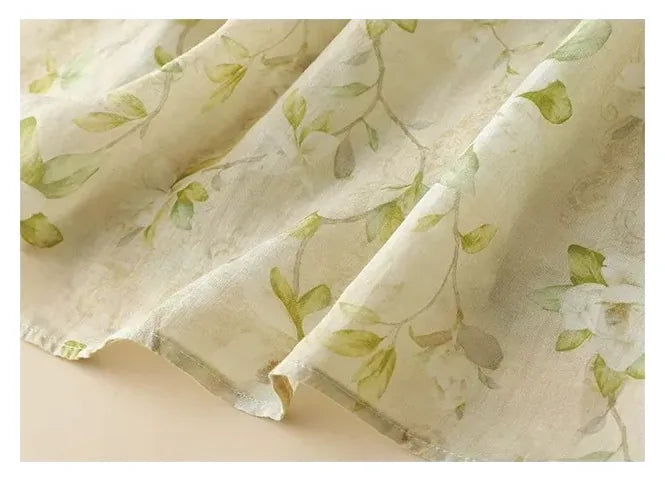 Floral Print Cotton Linen Three Quarter Sleeve Shirt - detail view