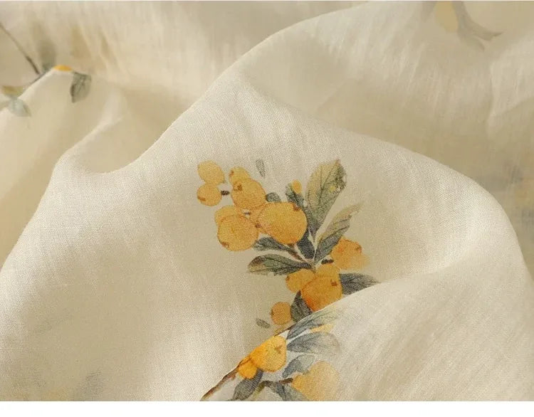 Floral Print Frog Button Asymmetrical Placket Long Sleeve Shirt