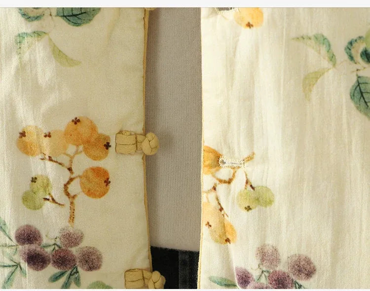 Floral Print Quilted Mandarin Collar Jacket