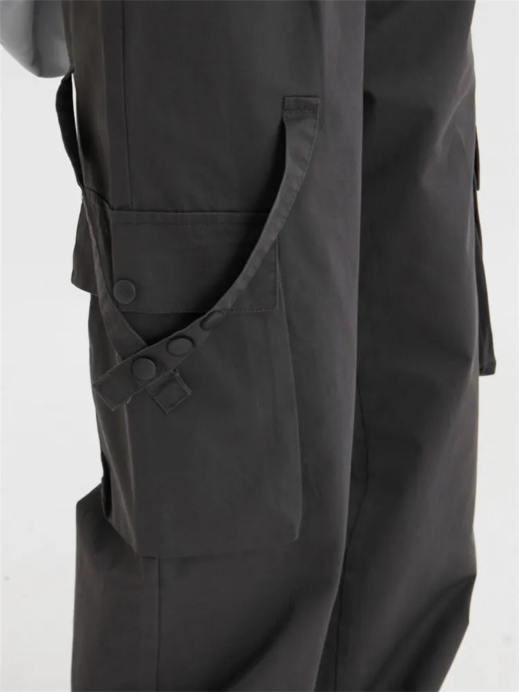 Fold Over Waist Straight Leg Cargo Pants