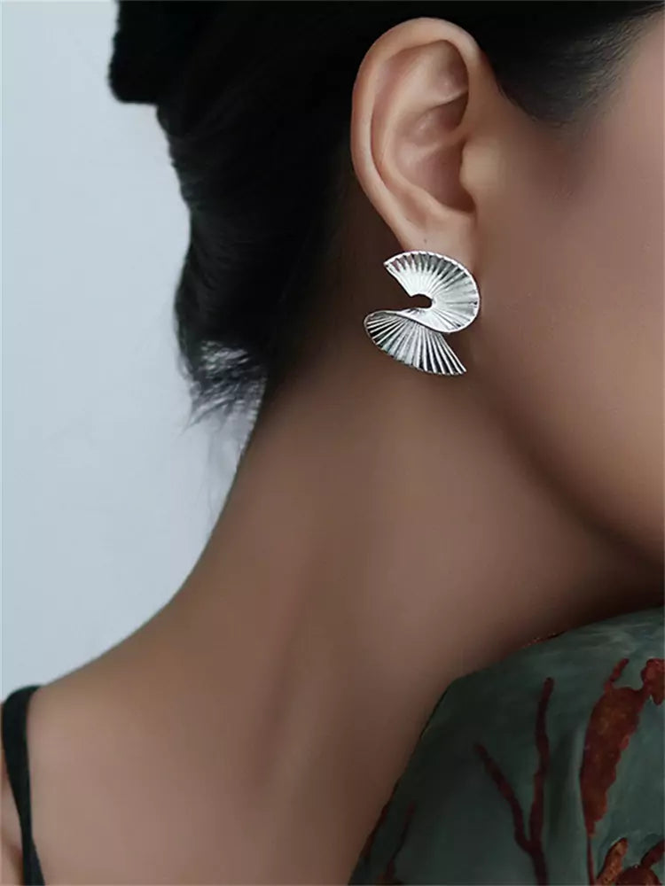 Pendientes de plata con diseño de origami francés único