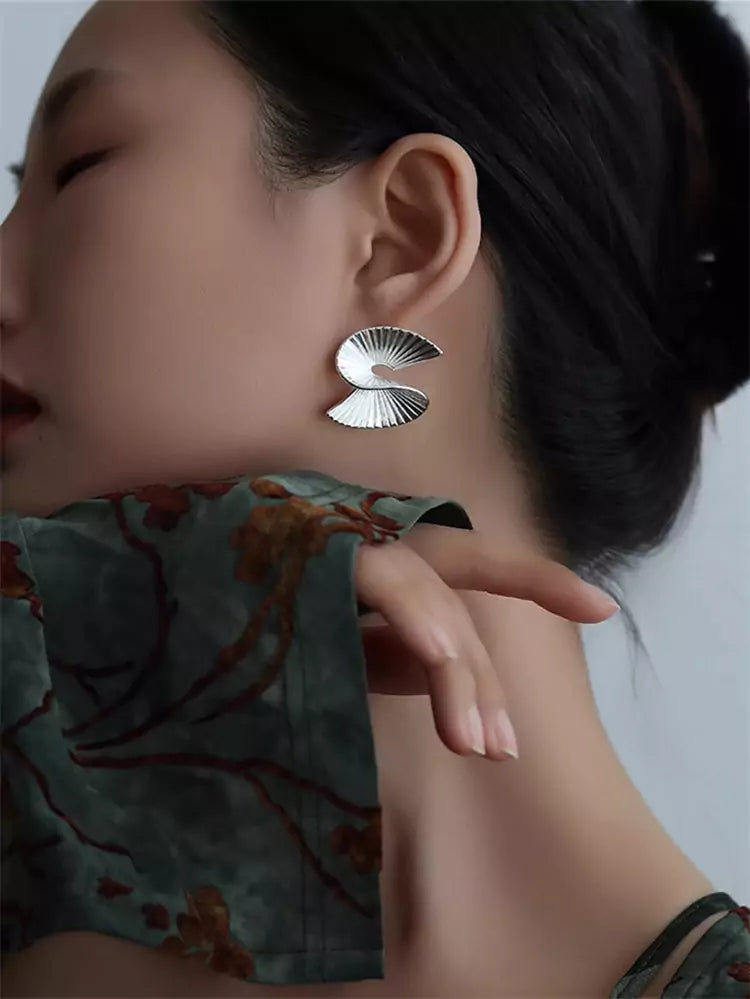 Pendientes de plata con diseño de origami francés único