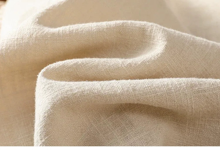 Frog Button Mandarin Collar Cotton Linen Long Sleeve Shirt