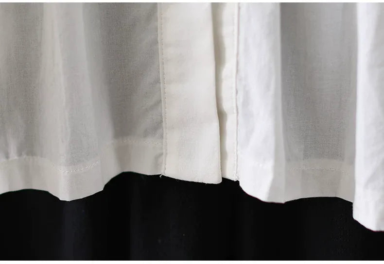 Frog Button Pleated V-Neck Long Sleeve Shirt