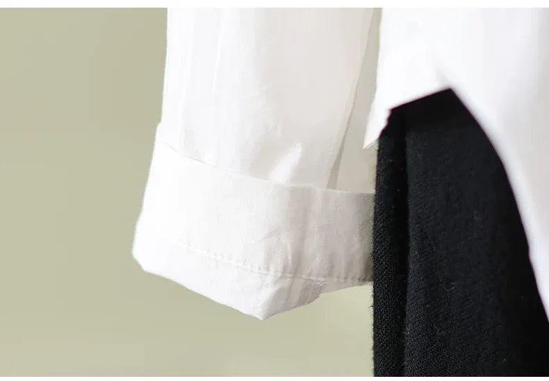 Frog Button Pleated V-Neck Long Sleeve Shirt