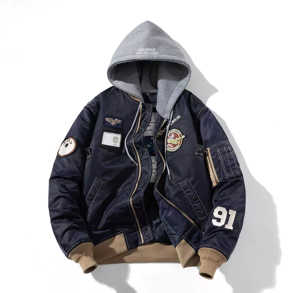 Funktionelle Streetwear-Baseballjacke mit Reißverschluss