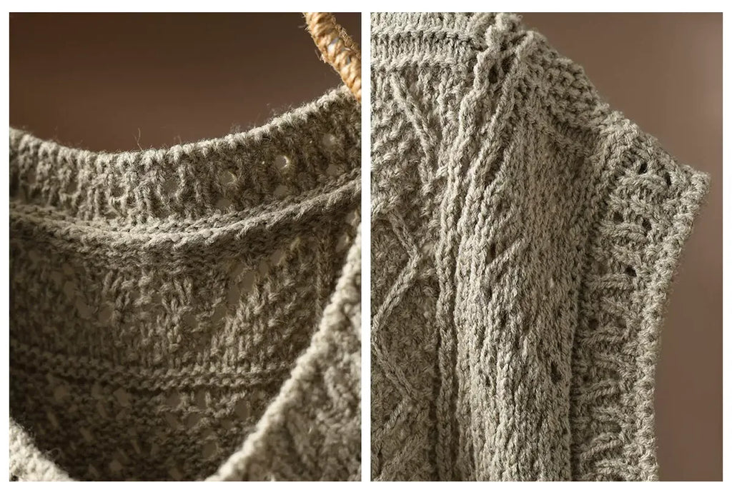 Geometric Diamond Knit Cotton Yarn Vest