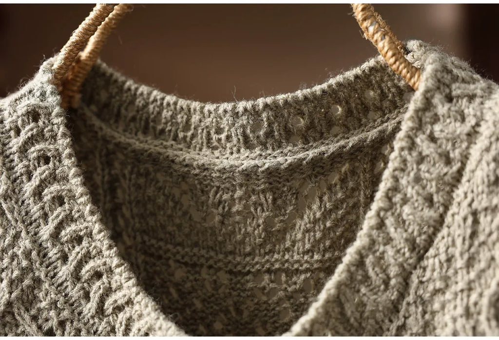 Geometric Diamond Knit Cotton Yarn Vest
