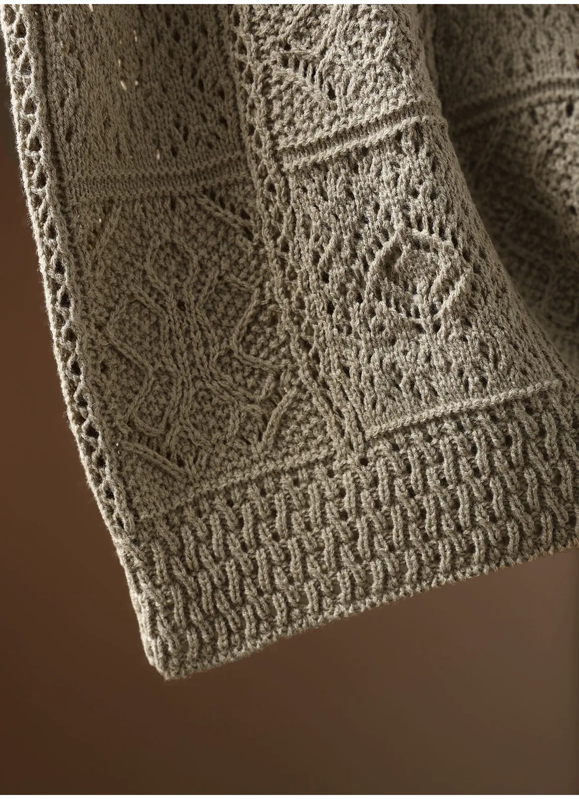 Geometric Diamond Knit Cotton Yarn Vest