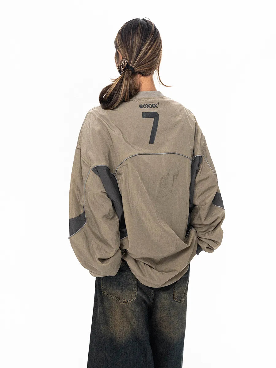 Gorpcore Sweatshirt mit Buchstabenprint, reflektierenden Streifen, lockerer Passform, BLAB