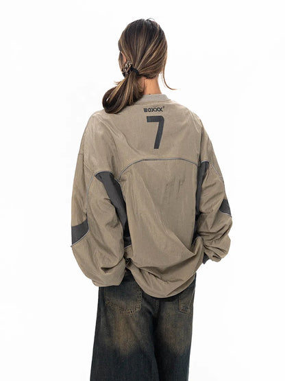 Gorpcore Sweatshirt mit Buchstabenprint, reflektierenden Streifen, lockerer Passform, BLAB