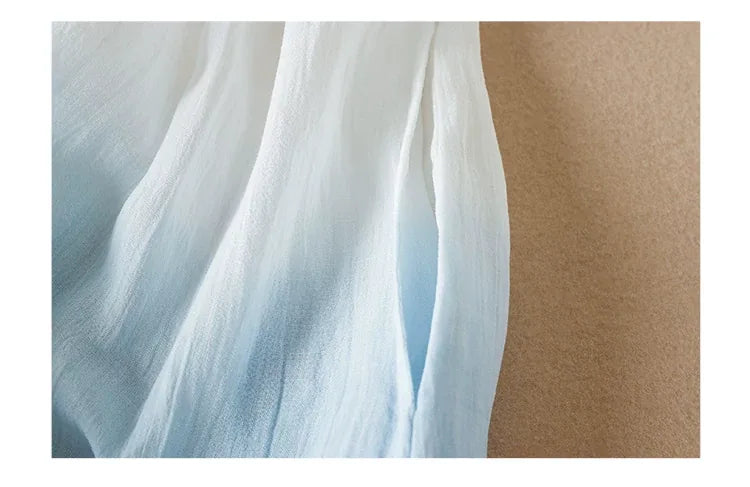 Gradient Dye Ramie Texture Empire Waist Midi Dress