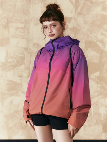 Farbverlauf-Frühlings-Outdoor-Kapuzenjacke
