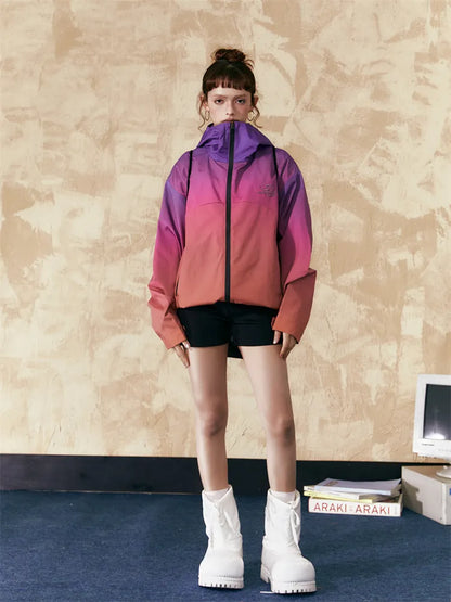 Farbverlauf-Frühlings-Outdoor-Kapuzenjacke