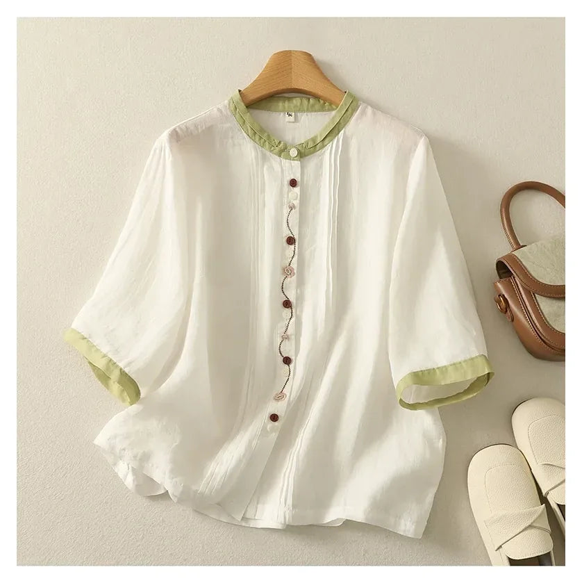Half Sleeve Shirt with Contrast Trim and Front Buttons - product image 5 - unknown