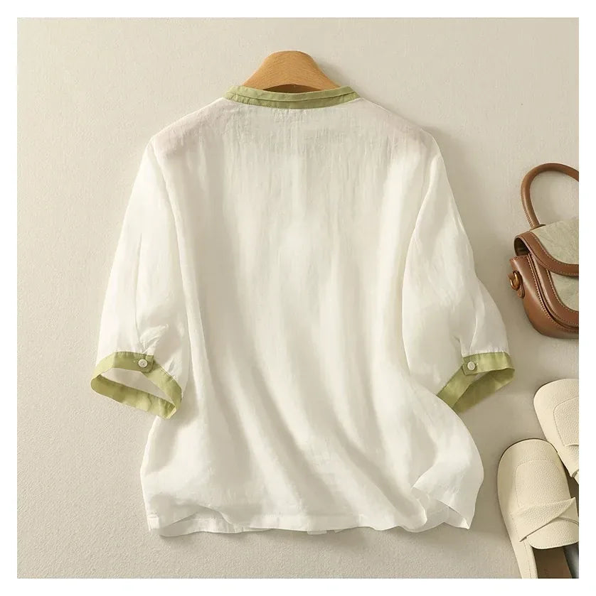 Half Sleeve Shirt with Contrast Trim and Front Buttons - product image 6 - unknown