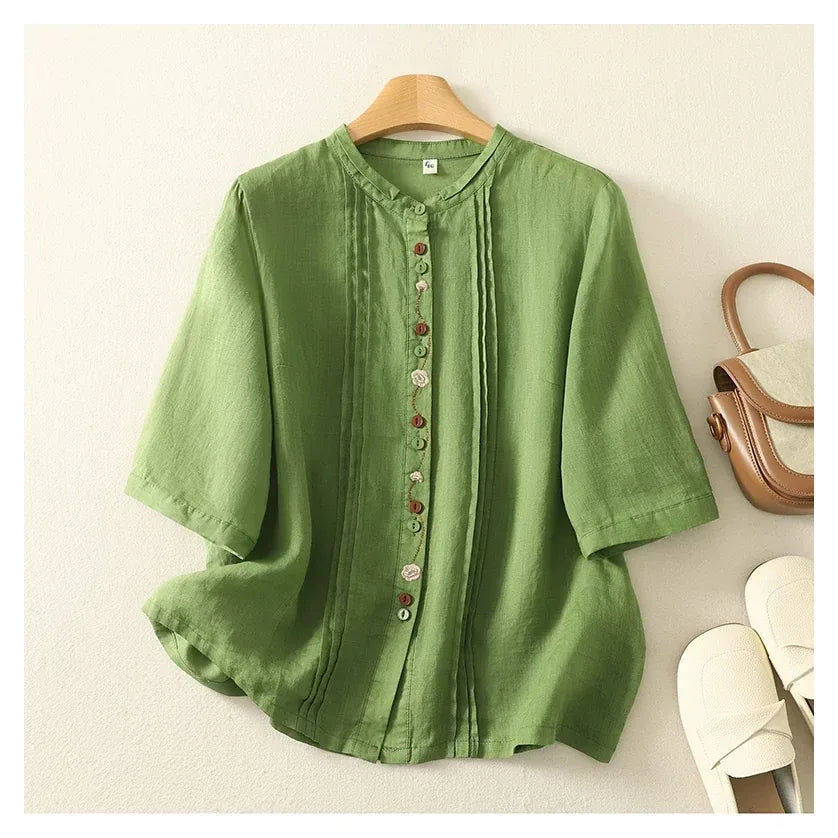 Half Sleeve Shirt with Contrast Trim and Front Buttons - product image 8 - unknown