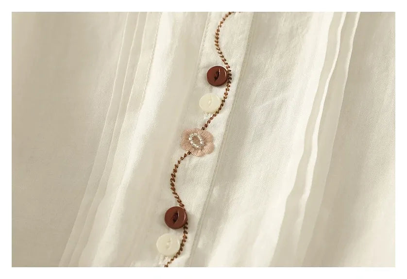 Half Sleeve Shirt with Contrast Trim and Front Buttons - detail view