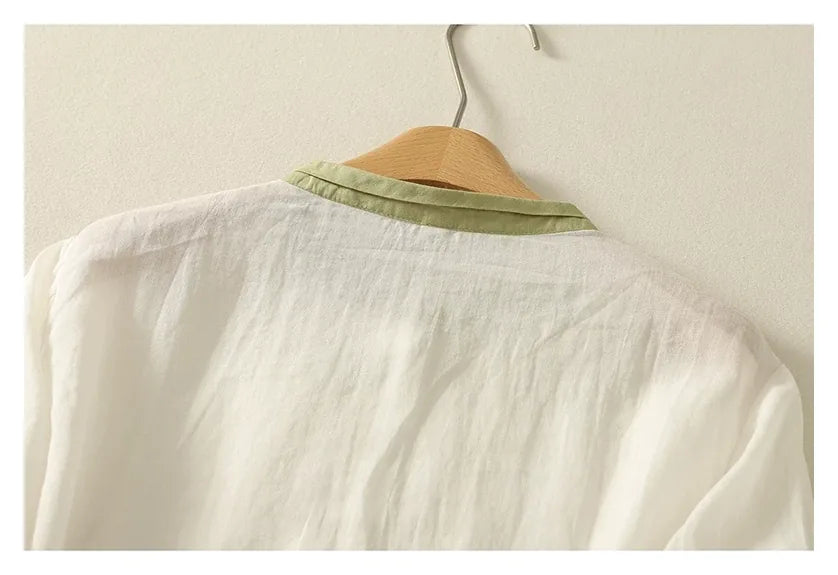 Half Sleeve Shirt with Contrast Trim and Front Buttons - detail view