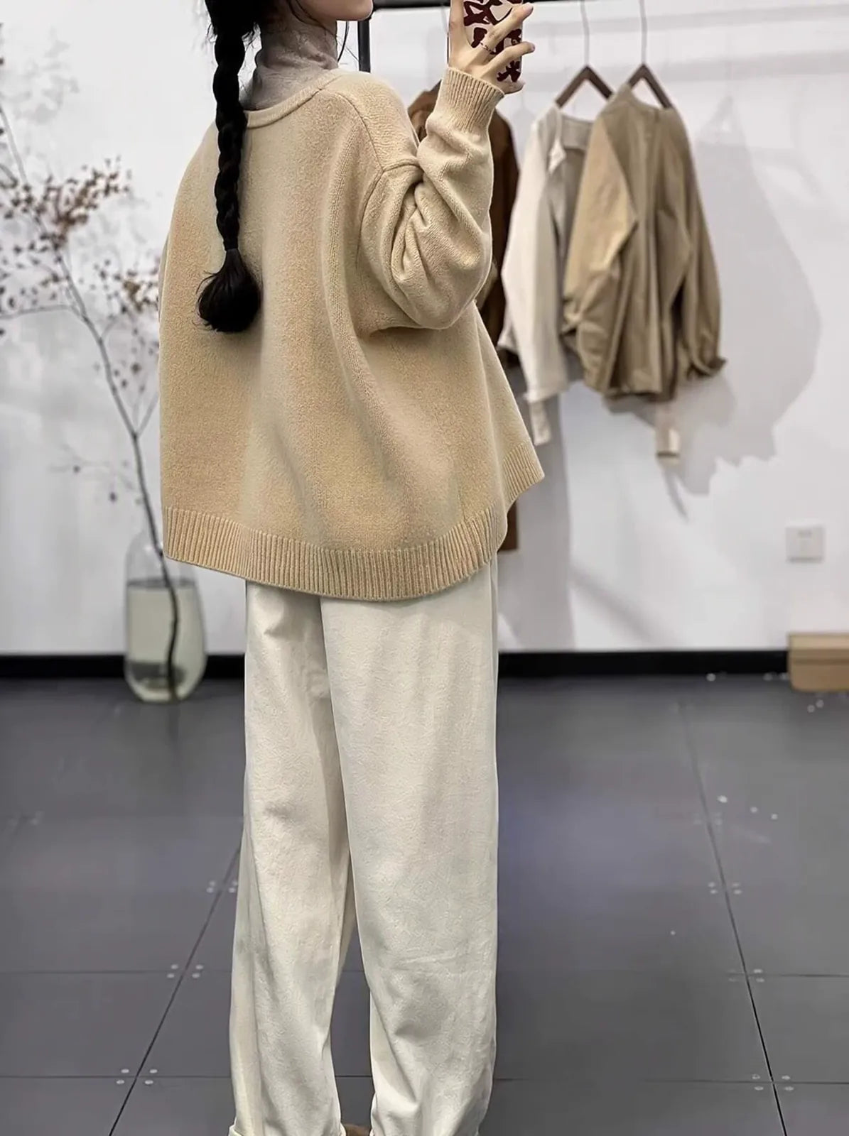 Heart Button V-Neck Oversized Knit Cardigan