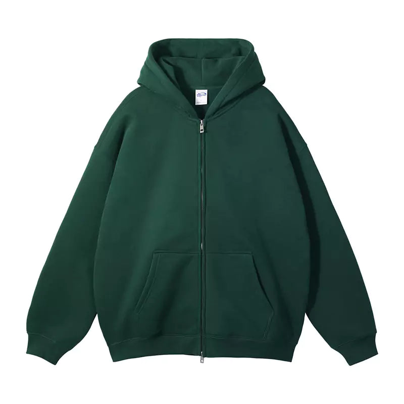 Heavyweight 350g Fleece Double Zipper Oversized Hoodie