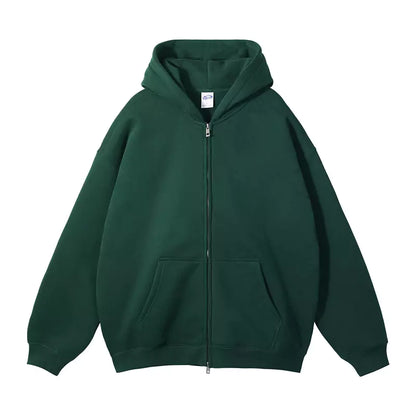 Sudadera extragrande con capucha y cremallera doble de forro polar de 350 g de gran peso