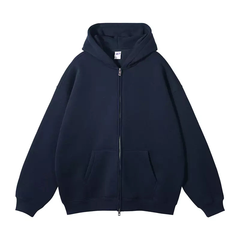 Heavyweight 350g Fleece Double Zipper Oversized Hoodie