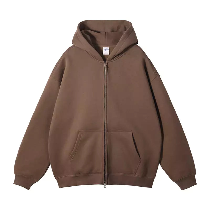 Heavyweight 350g Fleece Double Zipper Oversized Hoodie