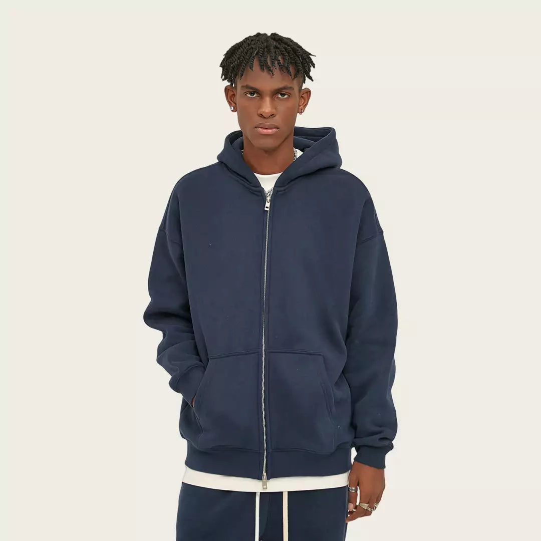 Heavyweight 350g Fleece Double Zipper Oversized Hoodie