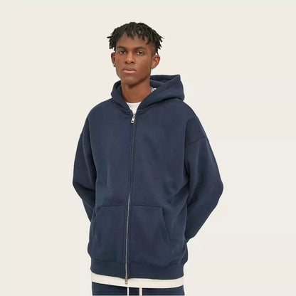 Sudadera extragrande con capucha y cremallera doble de forro polar de 350 g de gran peso