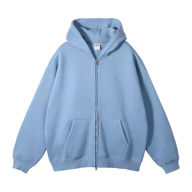 Heavyweight 350g Fleece Double Zipper Oversized Hoodie