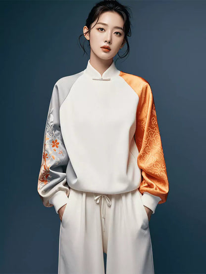 Sudadera jacquard de alta gama de inspiración china para mujer