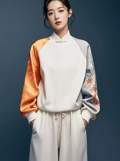 Sudadera jacquard de alta gama de inspiración china para mujer