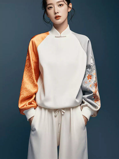 Sudadera jacquard de alta gama de inspiración china para mujer