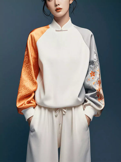 Sudadera jacquard de alta gama de inspiración china para mujer