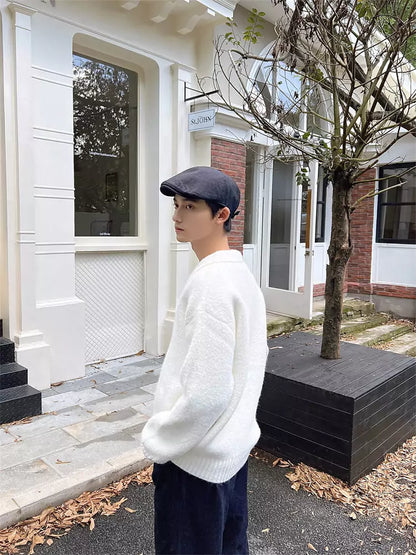 Hochwertiger Retro-Strickpullover mit Umlegekragen