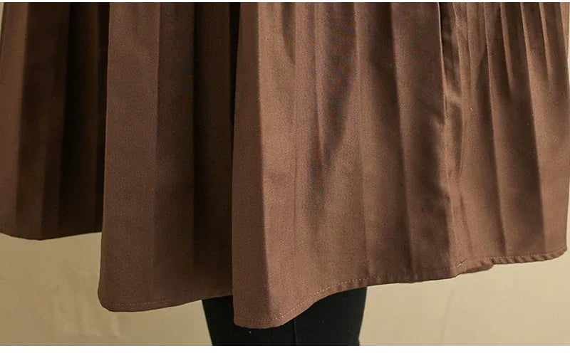 High Neck Puff Sleeve Pleated Tunic Sweater