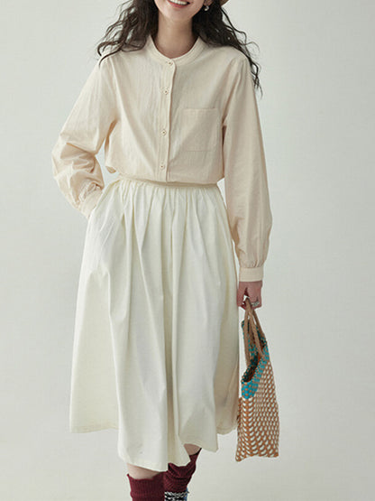 Falda retro blanca de tiro alto con corte A