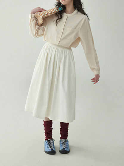 Falda retro blanca de tiro alto con corte A