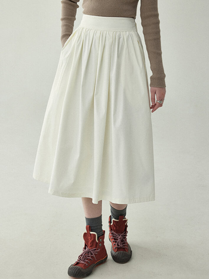 High Rise Retro White A-line Skirt