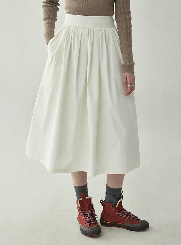 High Rise Retro White A-line Skirt