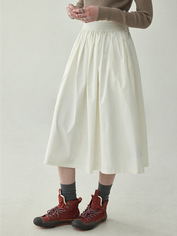 High Rise Retro White A-line Skirt