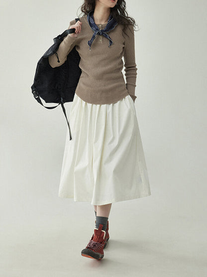 Falda retro blanca de tiro alto con corte A