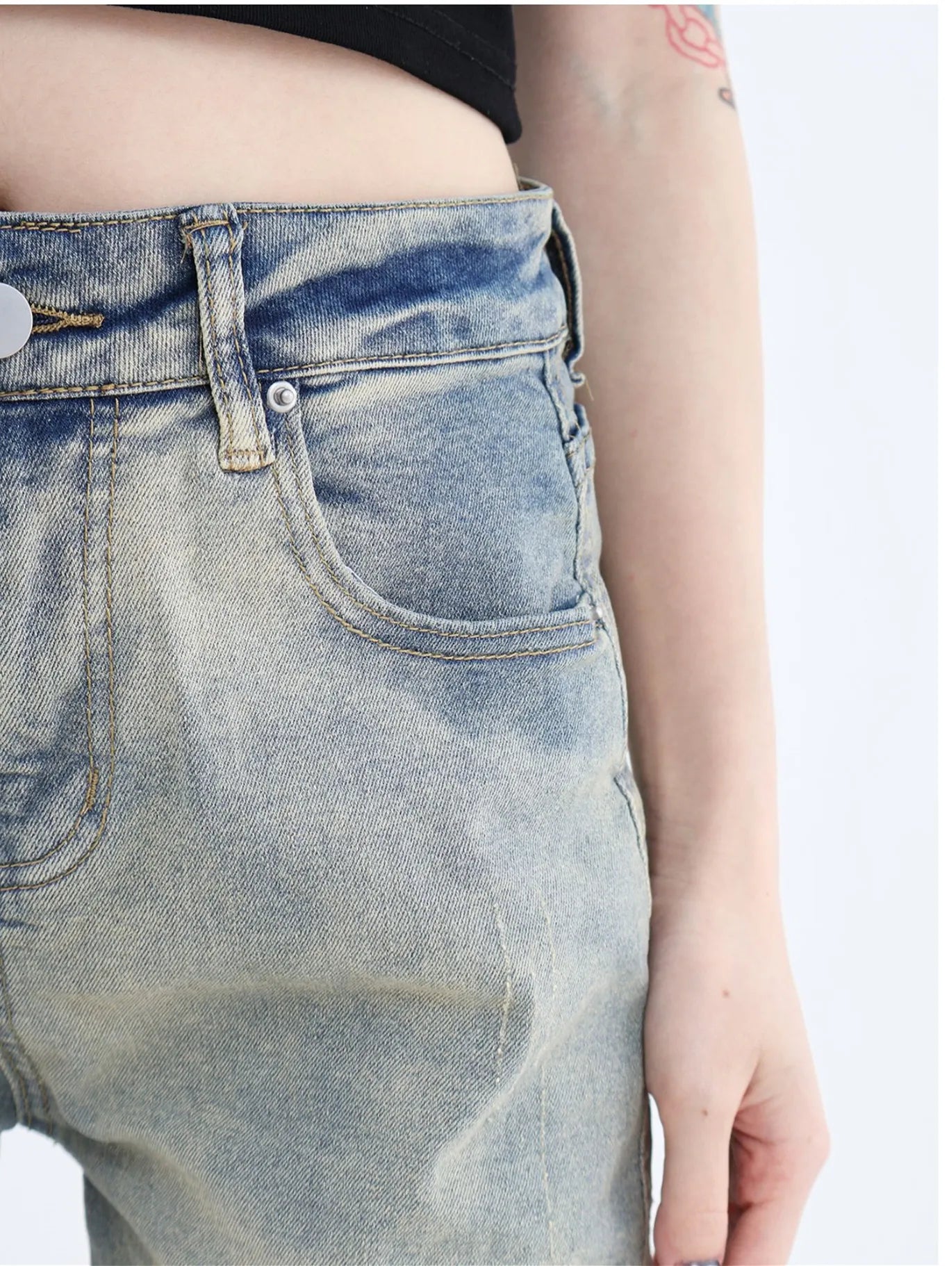 High Street Side Zipper Washed Boyfriend Jeans