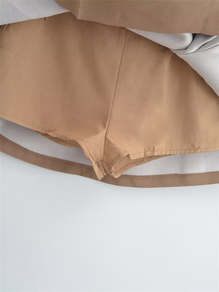 High Waist Belted Pleated Mini Skirt