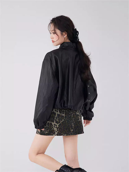 Hochtaillierter A-Linien-Minirock mit Leopardenmuster