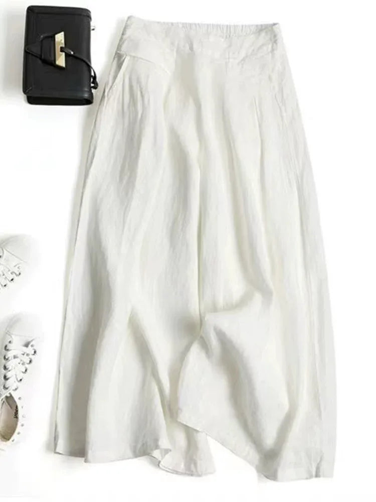 High Waisted Pleated Wide Leg Cropped Pants