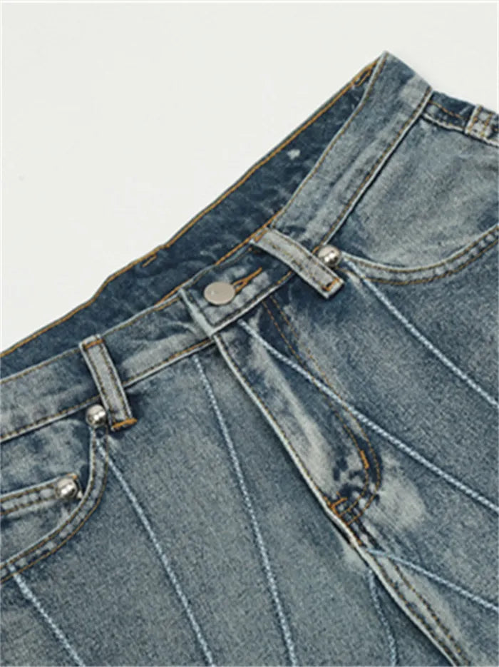 Lässige, vielseitige Hip-Hop-Jeans mit Stickerei und lockerem Schnitt